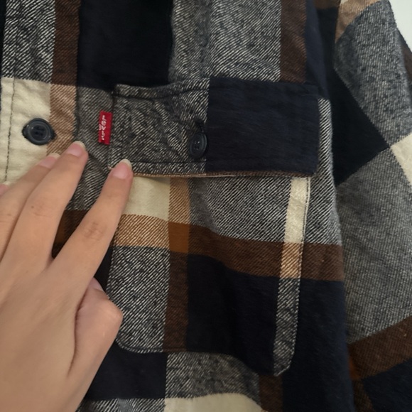 Levi’s Men’s Quilted Lined Plaid Button Front Full Zip Shacket Jacket Size Large - Picture 4 of 8